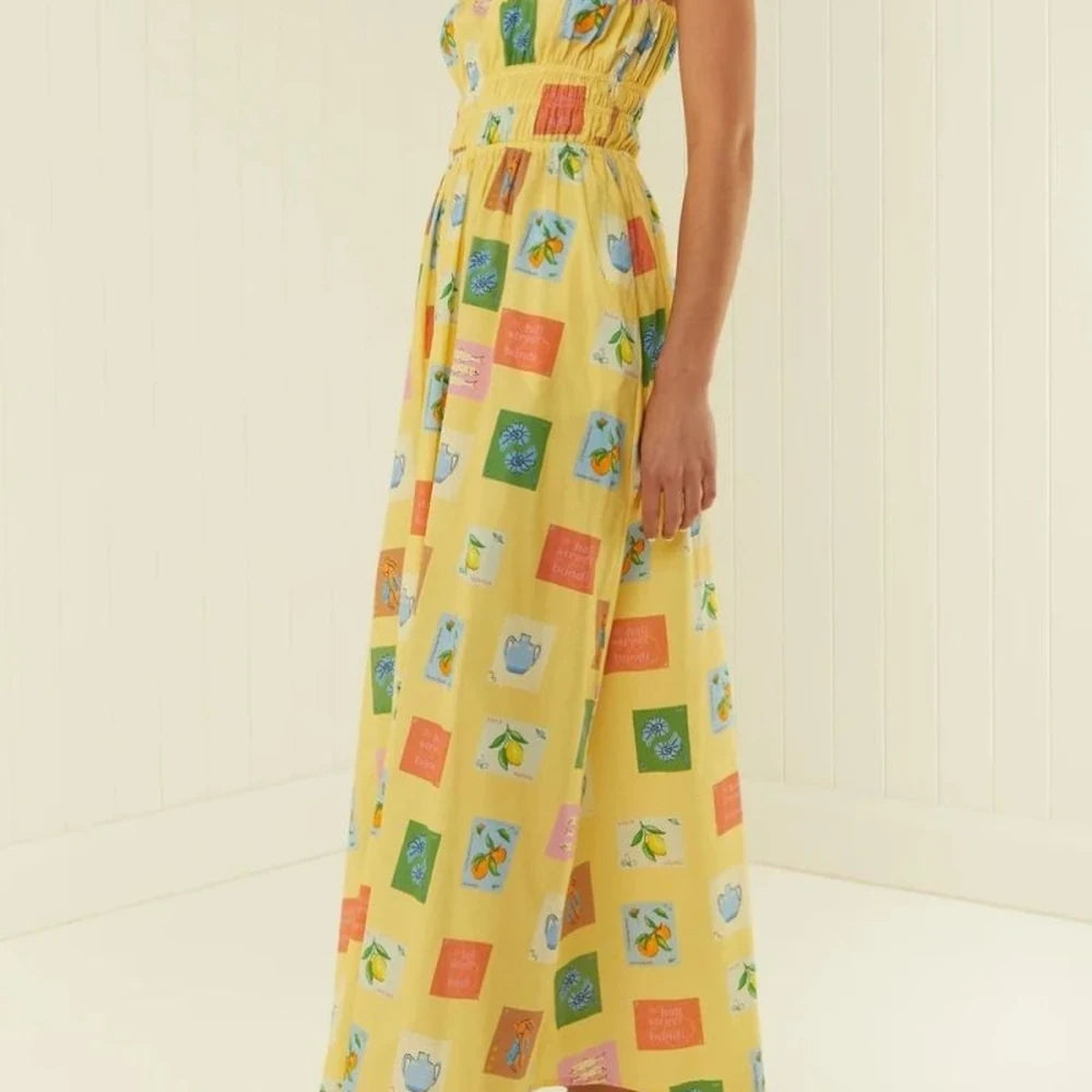 Printed Square Neck Maxi Cami Dress