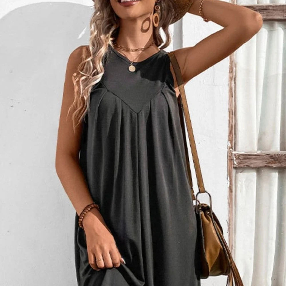 Round Neck Sleeveless Mini Dress