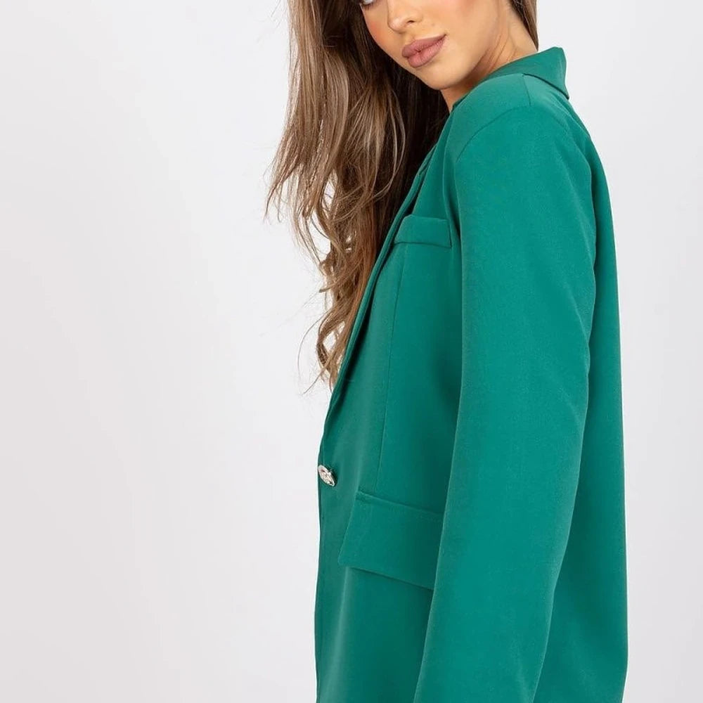 Long Sleeve Button Jacket with Shoulder Pads