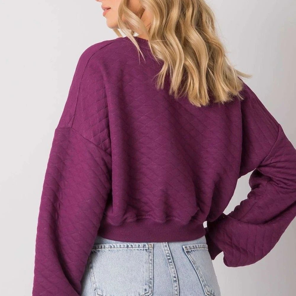Quilted Sweatshirt with Ribbed Hem