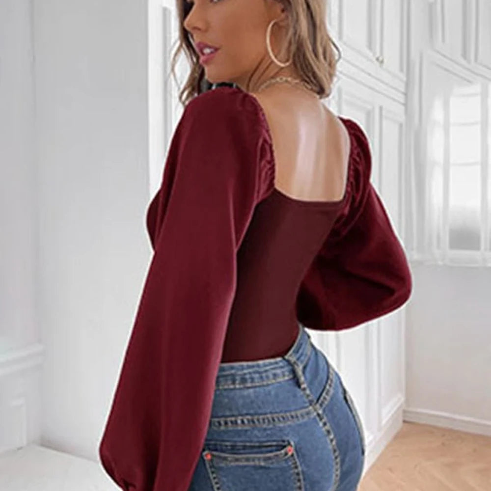 Women's V-Neck Long Sleeve Bodysuit