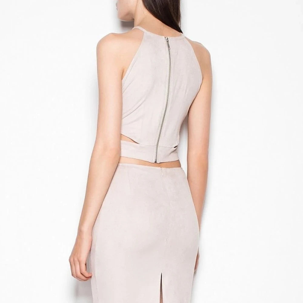 Suede Skirt & Blouse Set