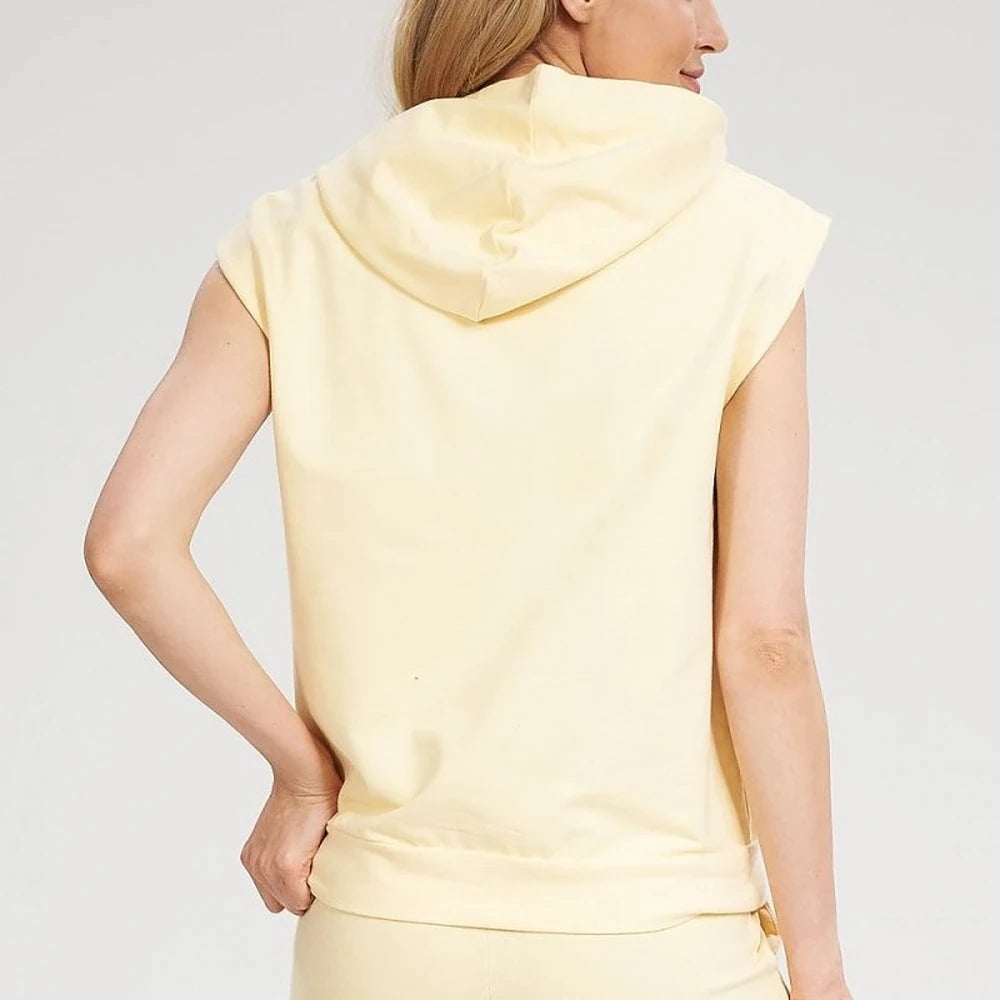 Loose Fit Cotton Spandex Hooded Sweatshirt - Yellow