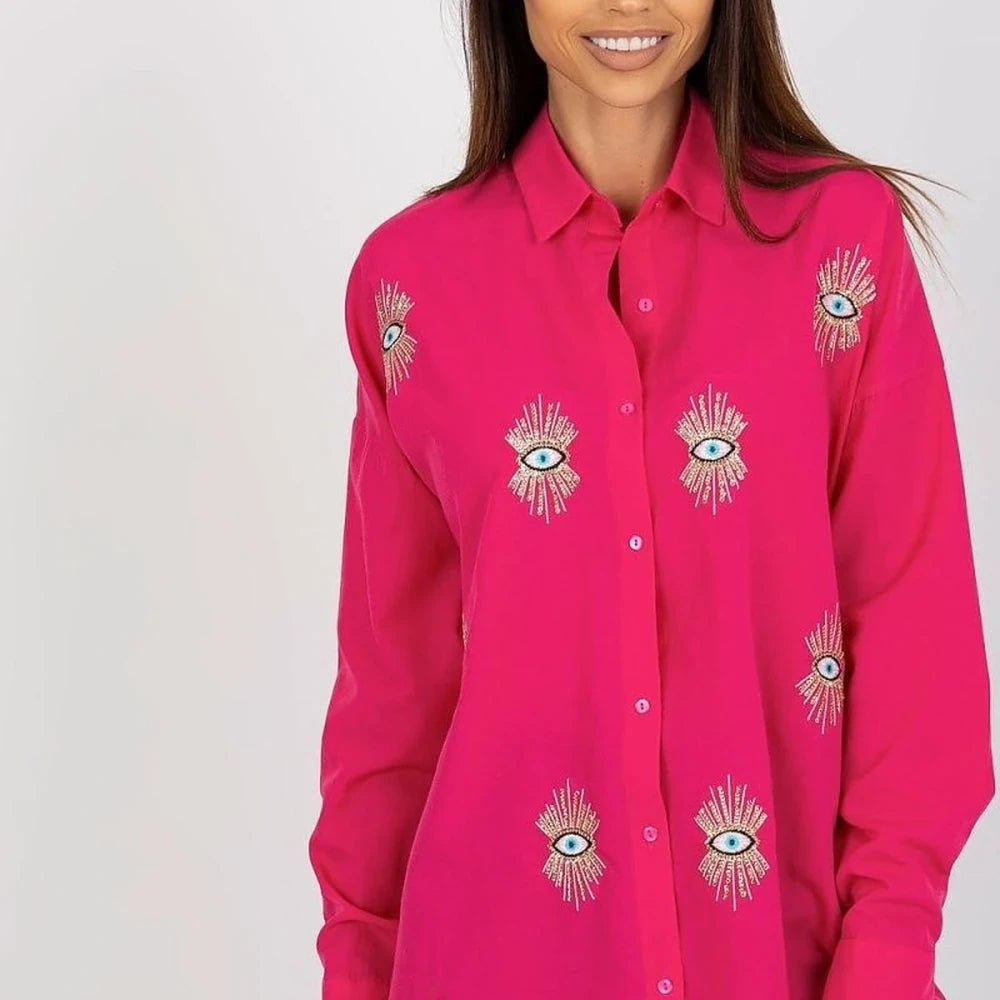 Embroidered Long Sleeve Button Up Shirt