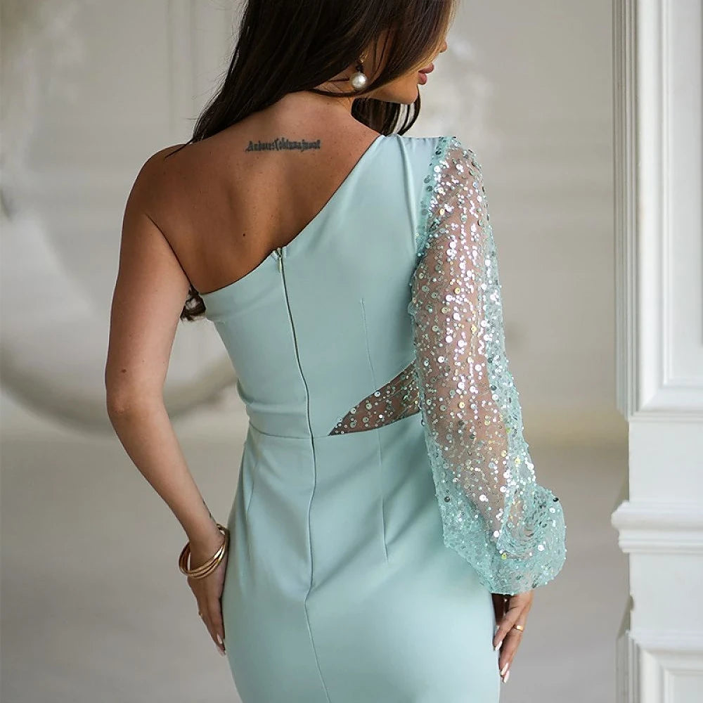 One-Shoulder Sequin Mini Dress