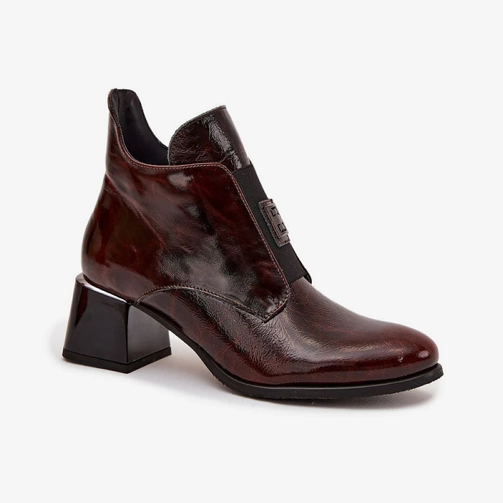 Women's Leather Block Heel Boots