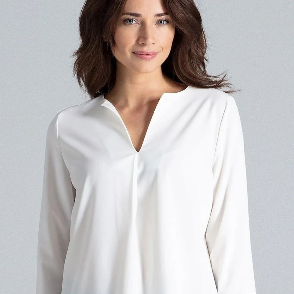 Women's Long Sleeve Pleated Blouse