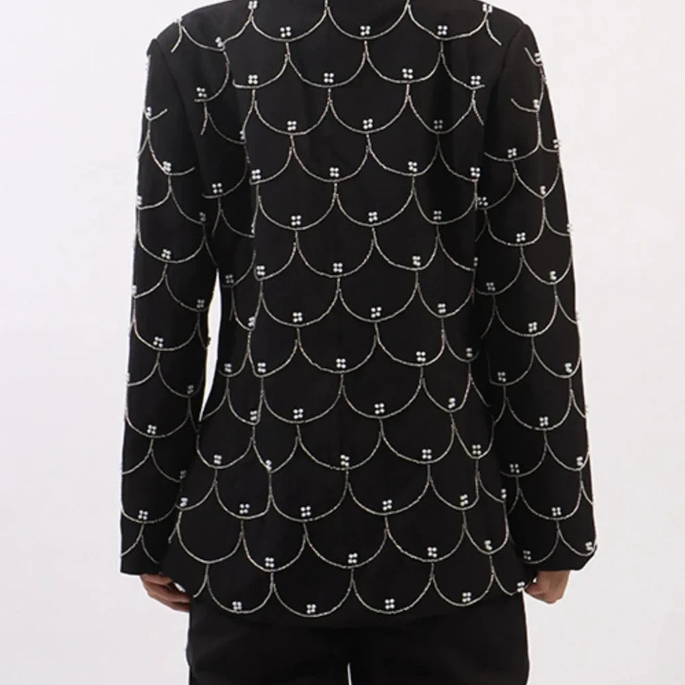 Pearl Detail Long Sleeve Blazer