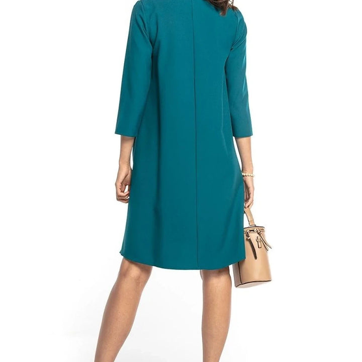 Trapeze Dress with 3/4 Sleeves and Belt