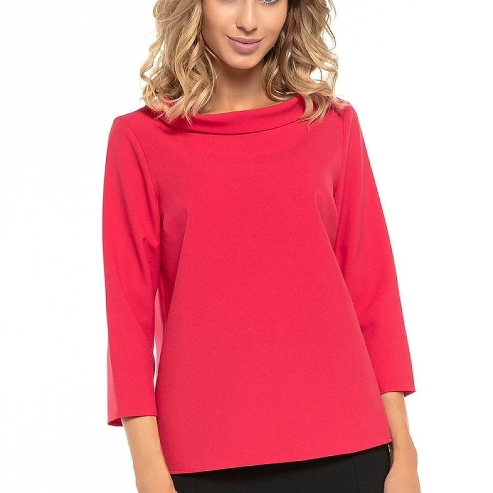 Elegant Collar Blouse with Half-Golf Neckline