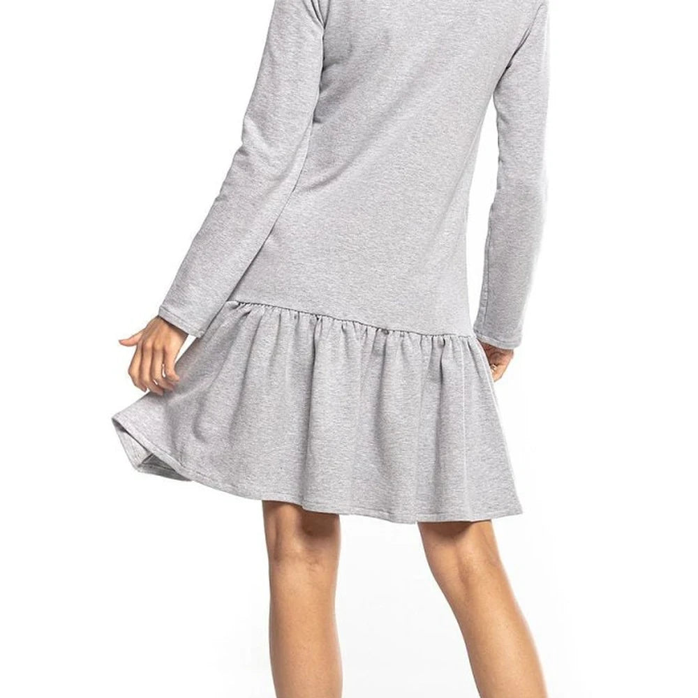 Sporty Midi Sweatshirt Dress with Frill