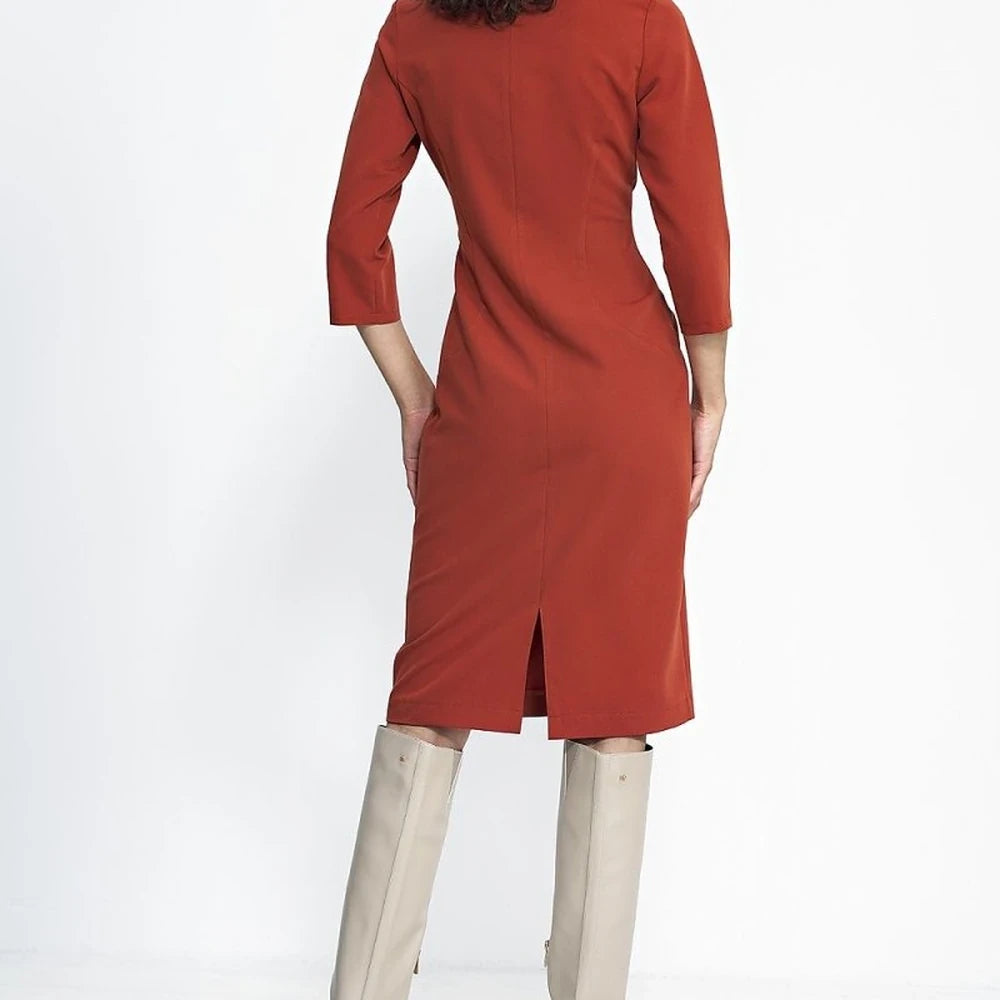 Waisted Day Dress with Zipper and Press Studs