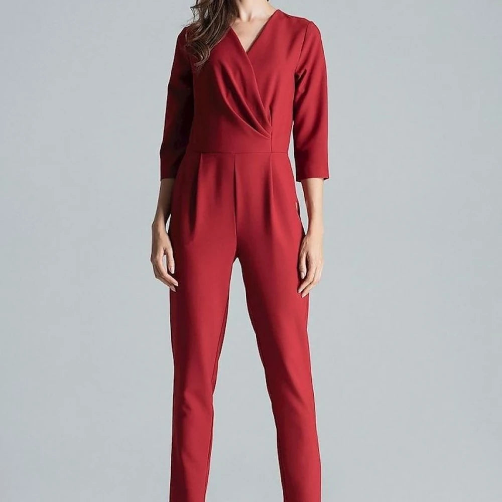 Patterned Jumpsuit with Envelope Neckline