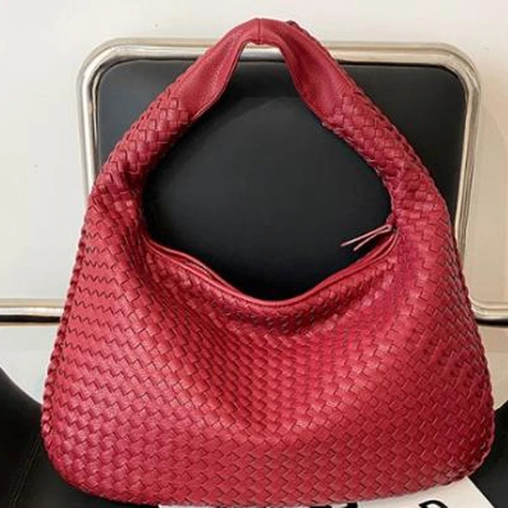 Women's Leather Hobo Woven Handbag