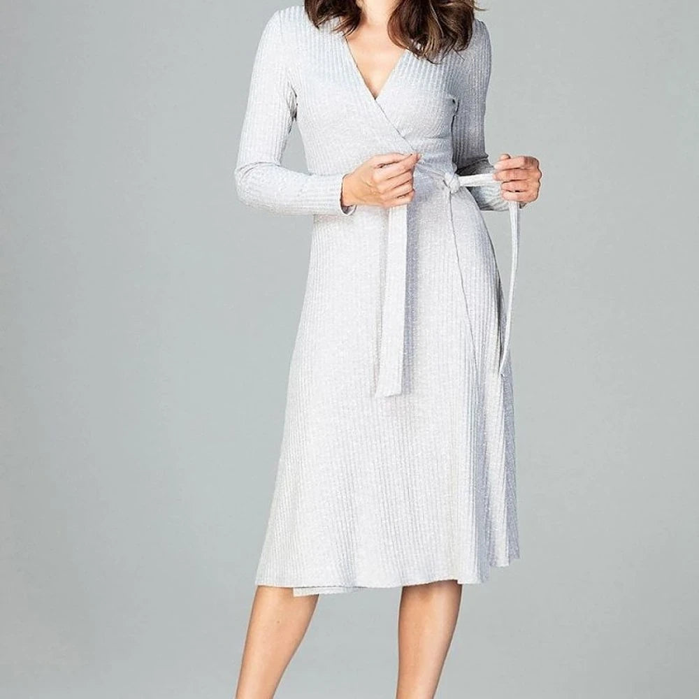 Knit Long Sleeve Knee-Length Day Dress