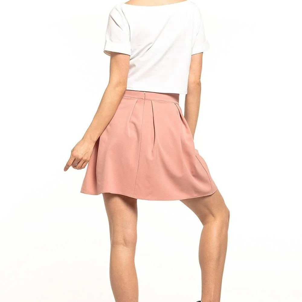 Pleated Mini Skirt with Back Zip