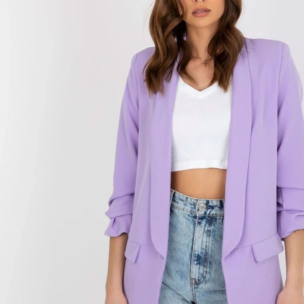 Women's Lined 3/4 Sleeve Unbuttoned Jacket