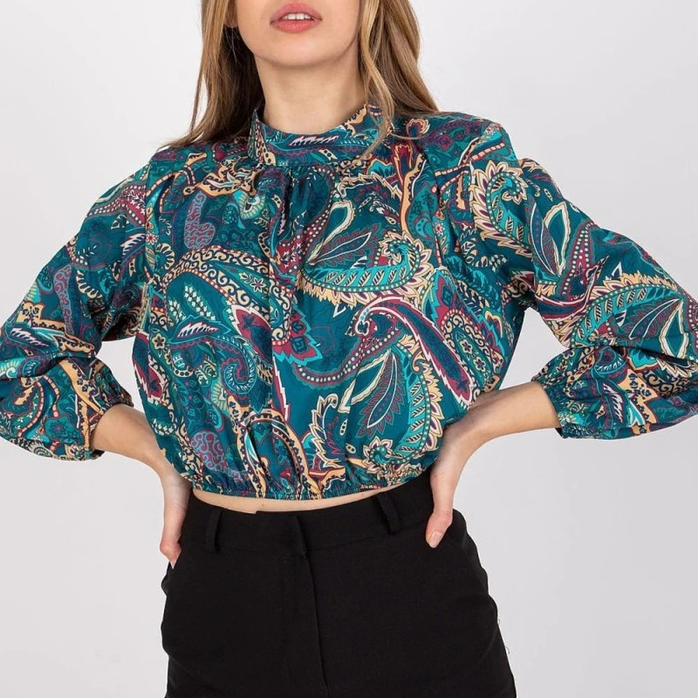 Short Stand-Up Collar Blouse