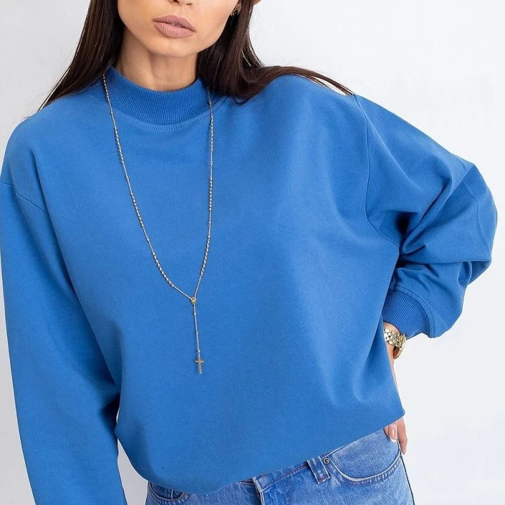 Women's Long Sleeve Stand Collar Sweatshirt