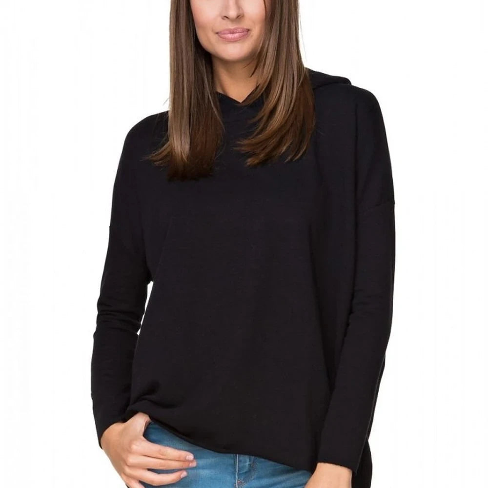 Knit Hooded Sweatshirt with Raw Edges