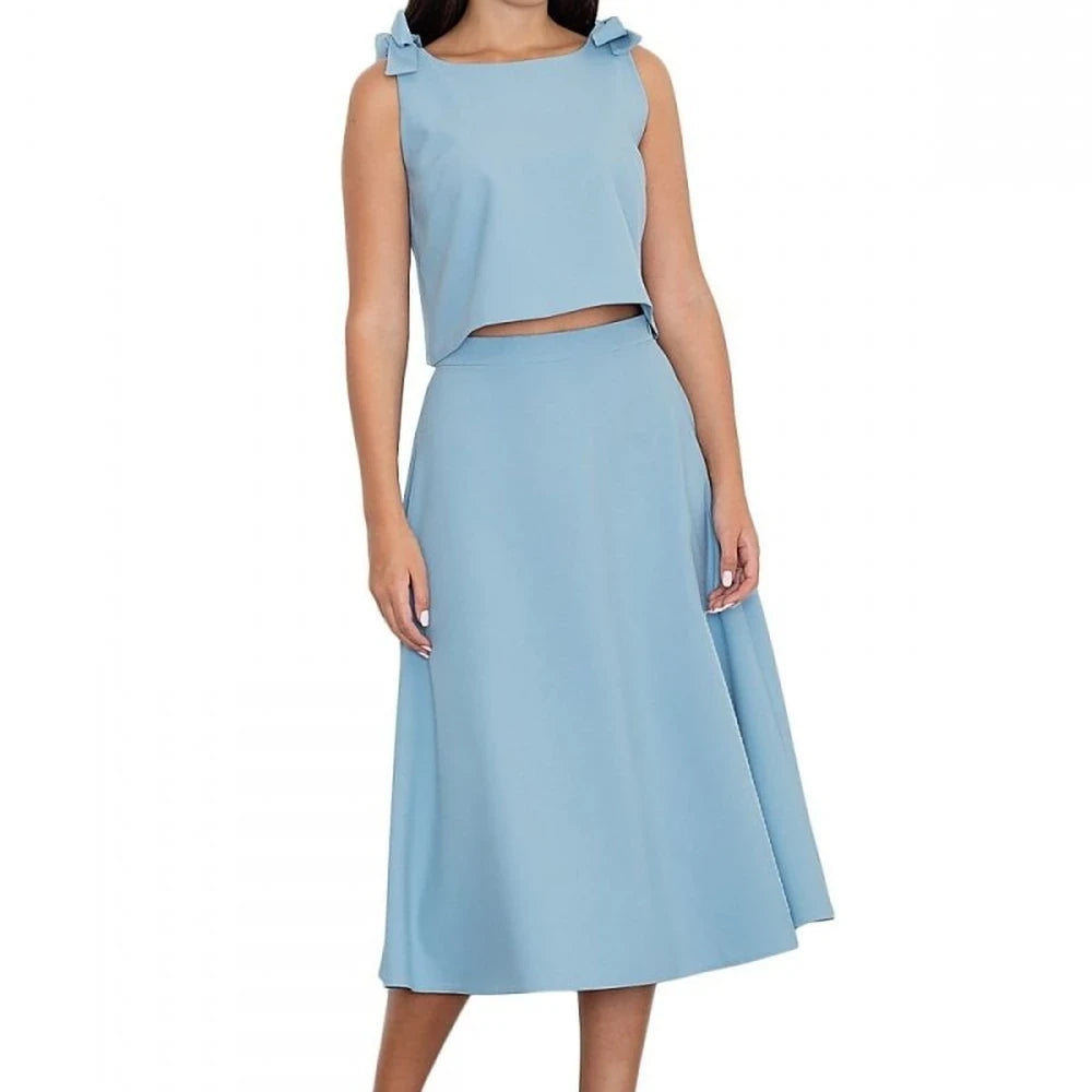 Stylish Skirt Set with Loose Top - Beige