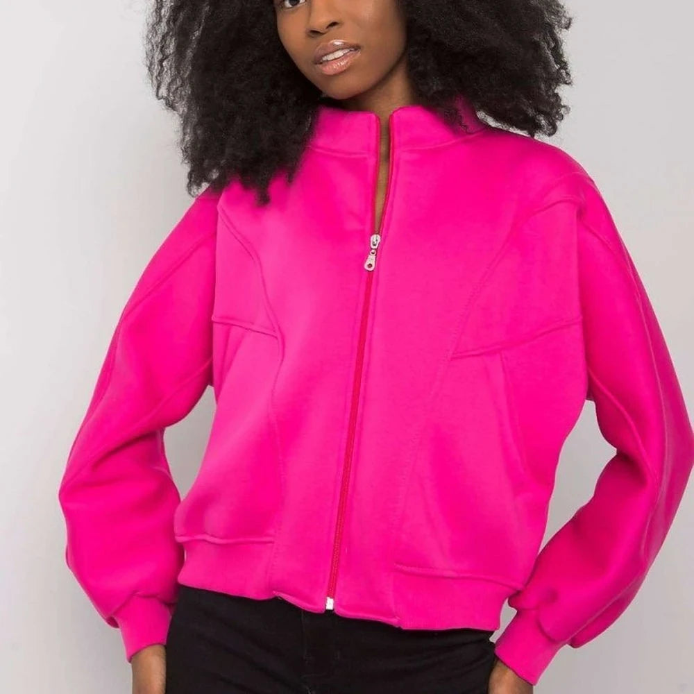 Zipper Sweatshirt Straight Cut Slip Pockets