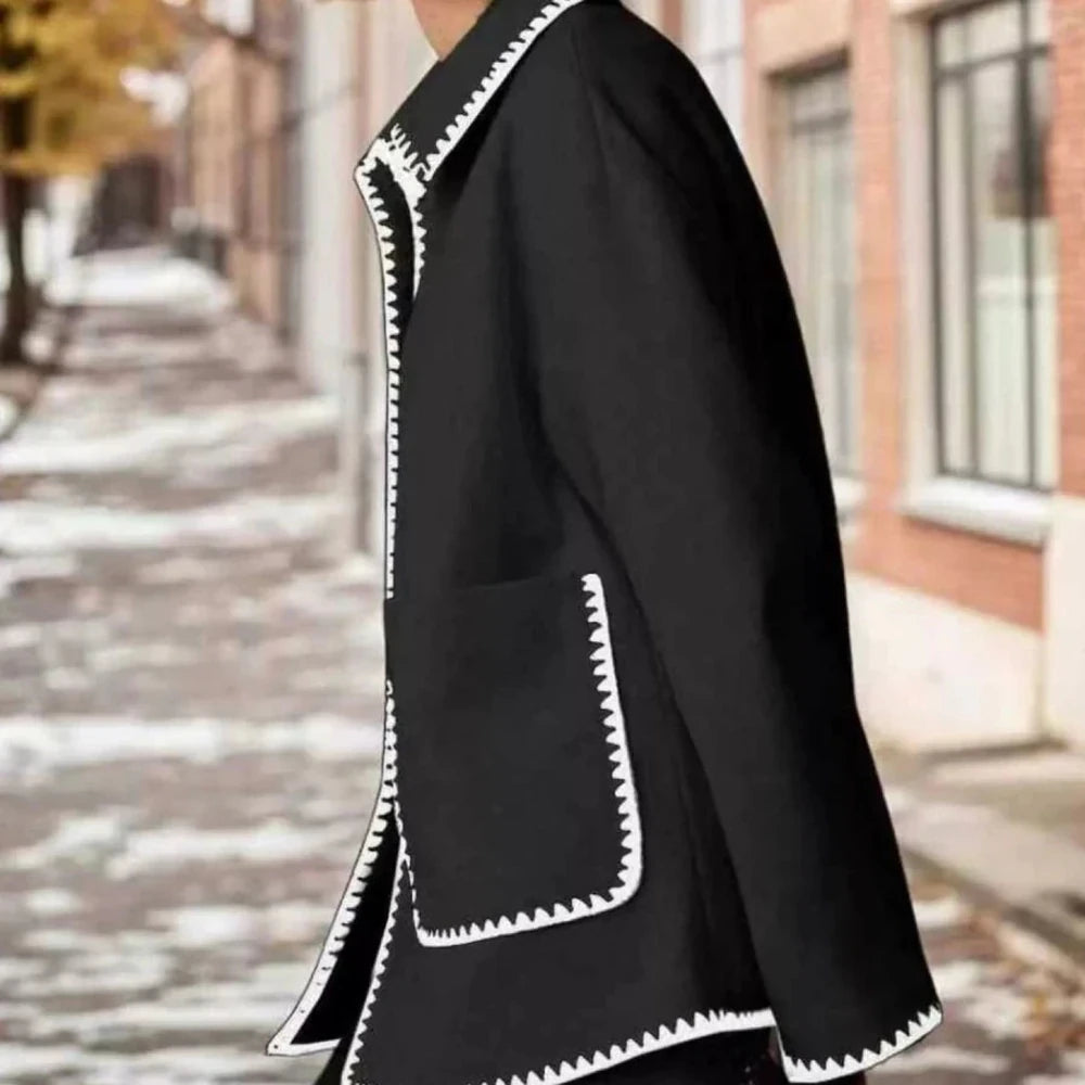 Contrast Trim Zip-Up Jacket