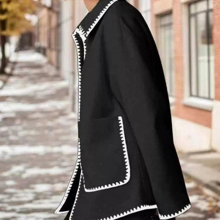 Contrast Trim Zip-Up Jacket