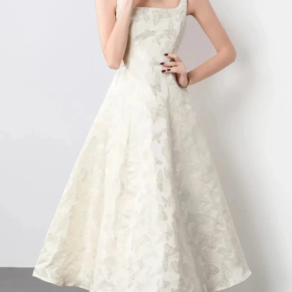 Butterfly Print A-Line Midi Dress