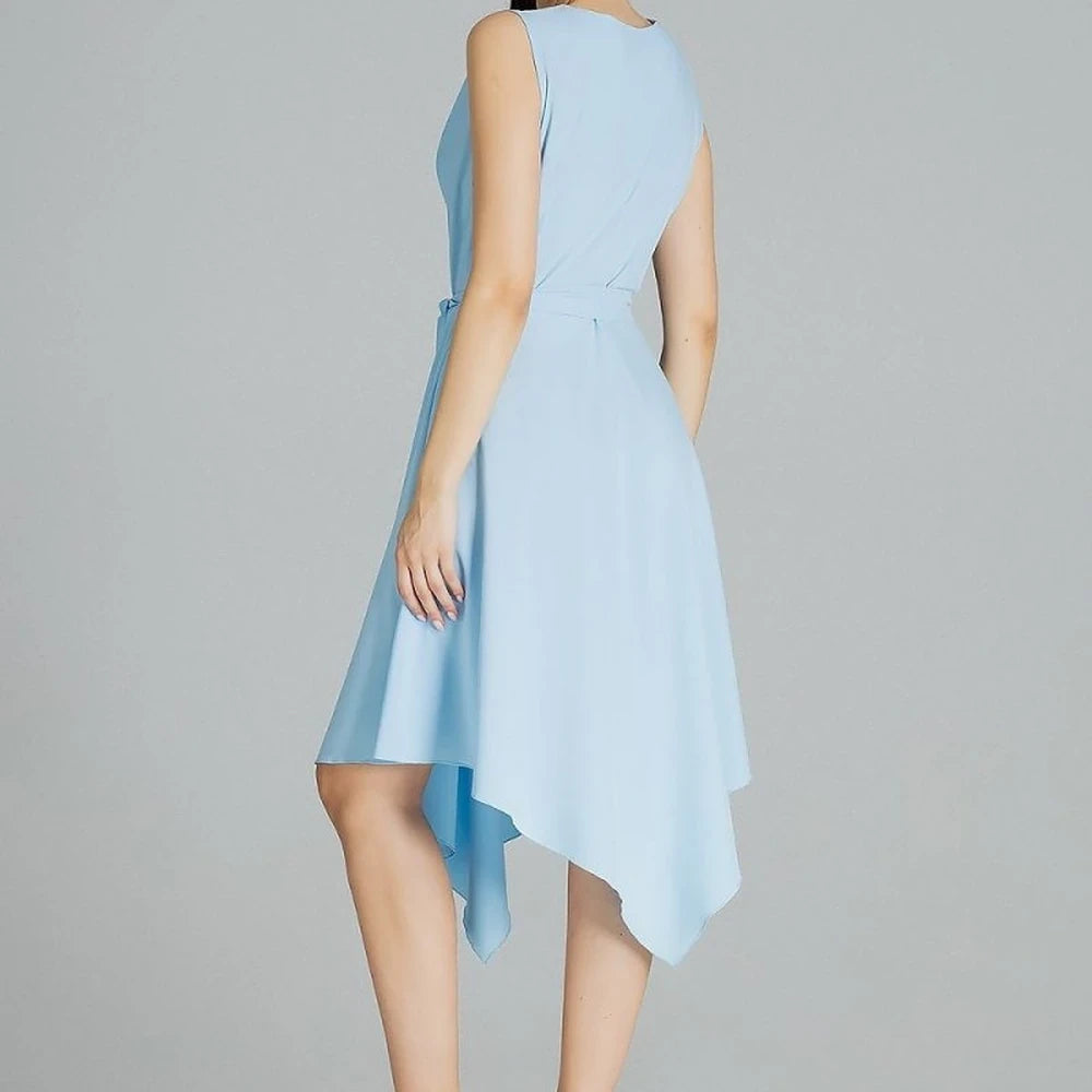 Patterned Midi Dress with Tie Belt