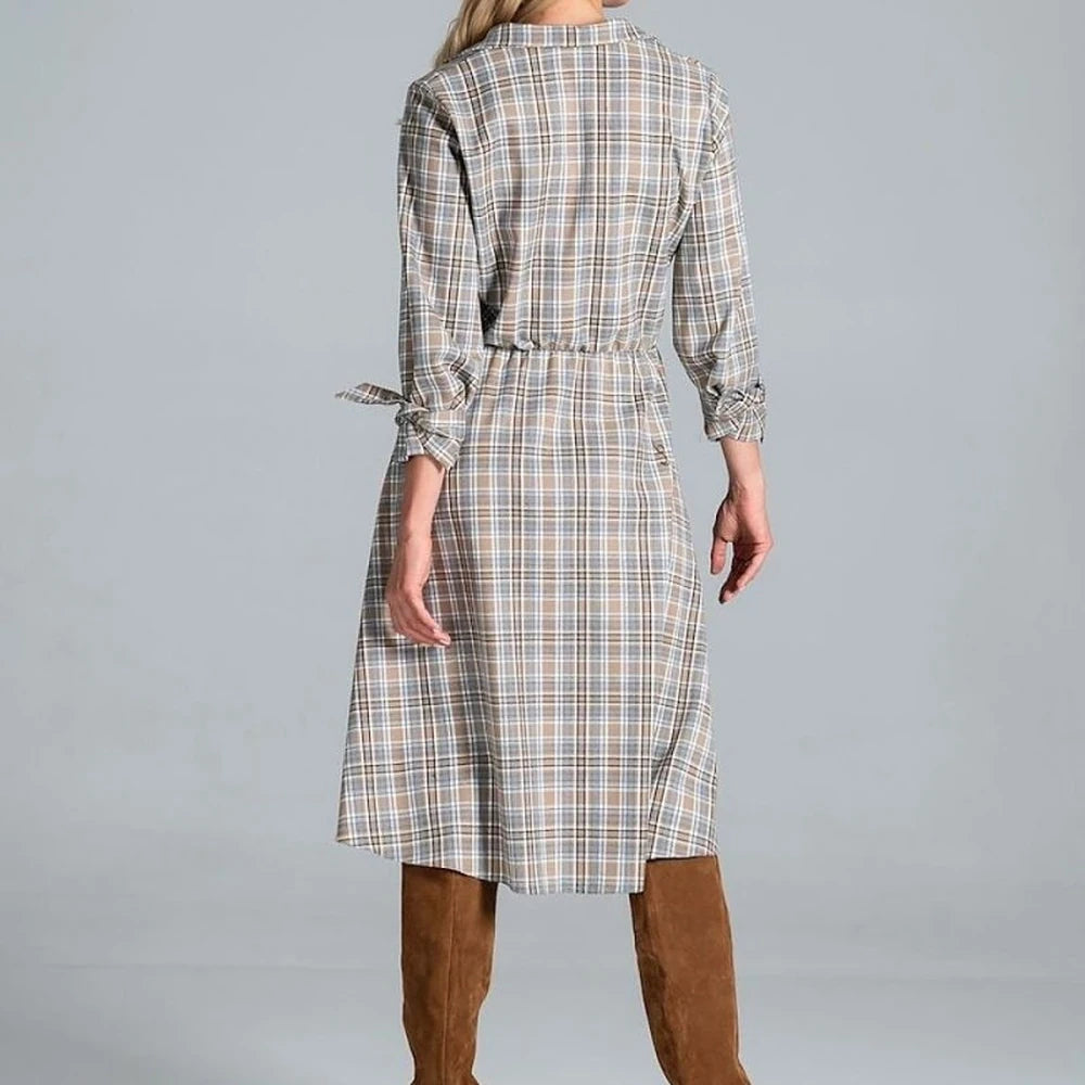 Women's Midi Dress with Collar and Belt