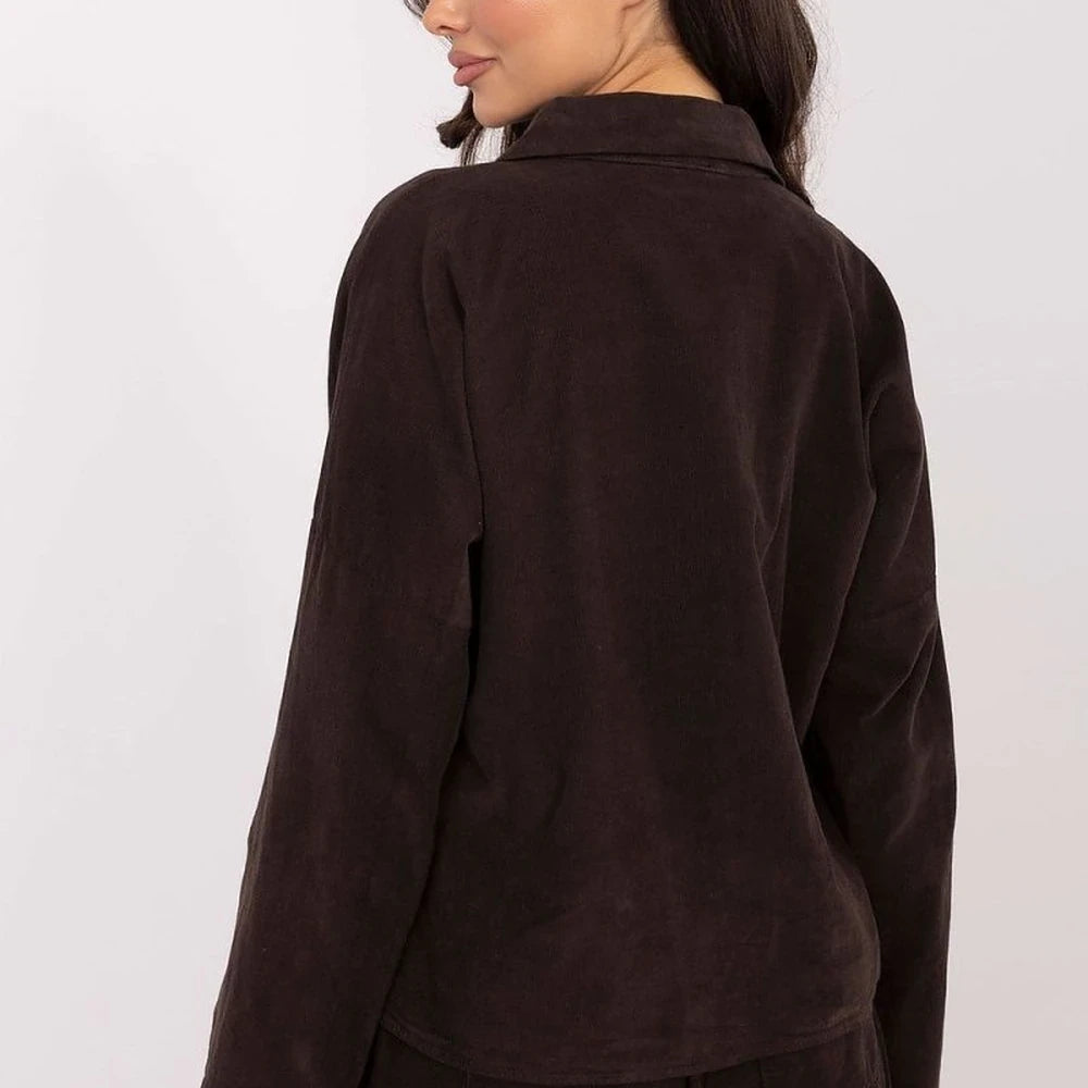 Corduroy Long Sleeve Shirt with Collar