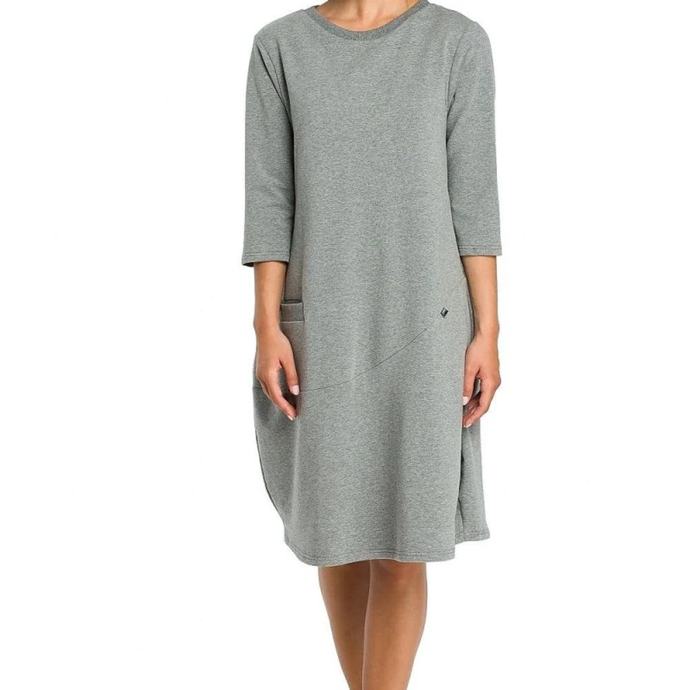 Comfortable Knit Day Dress with Pockets