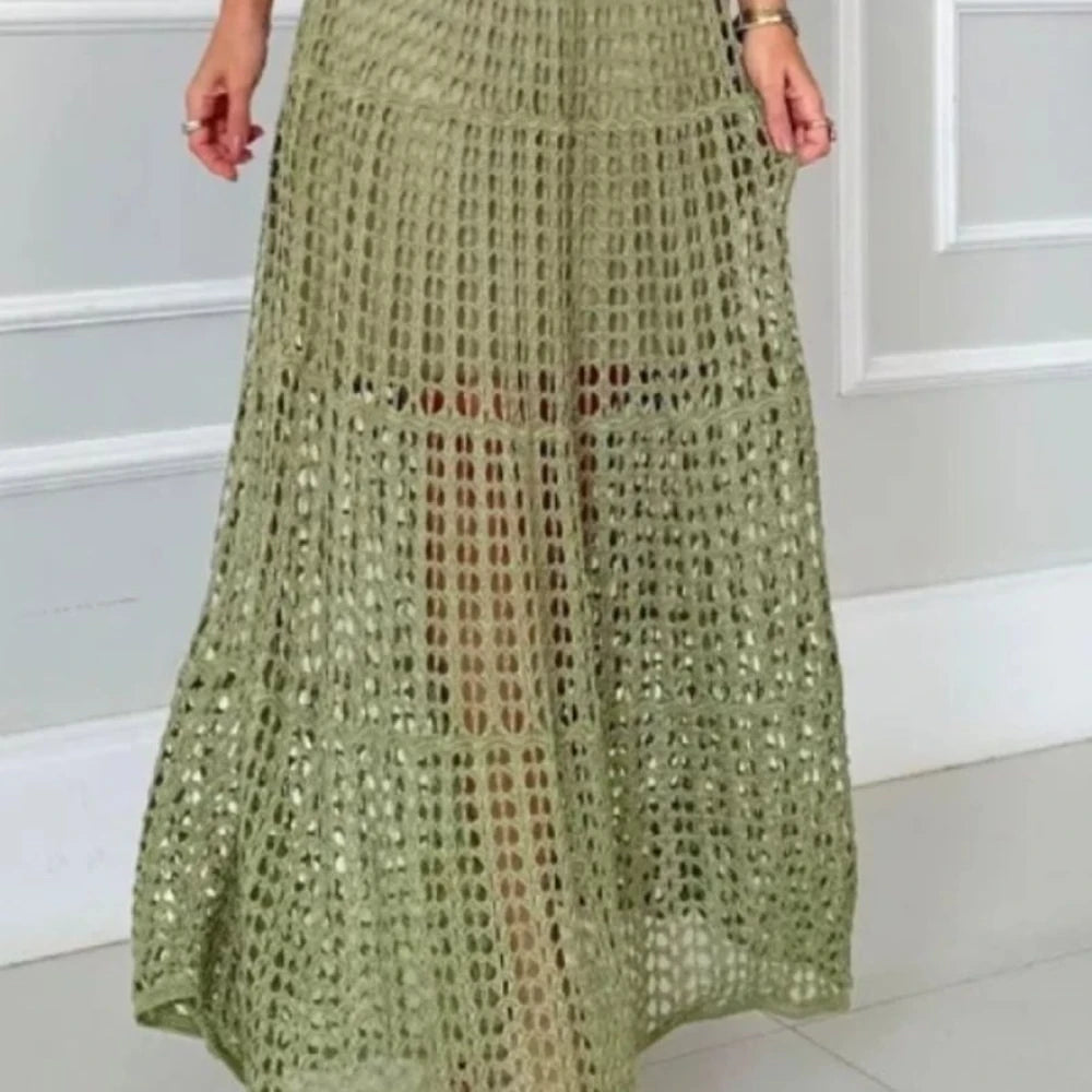 Hollowed-Out Sleeveless Maxi Dress