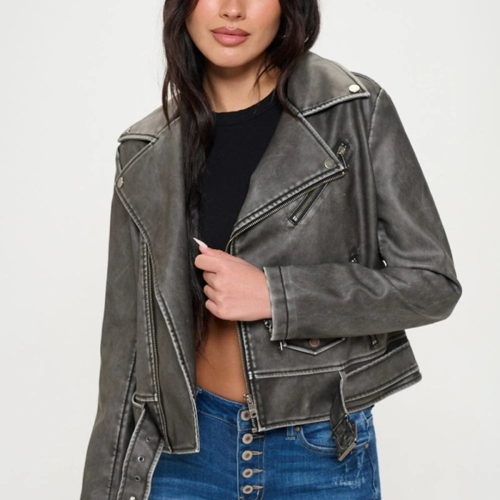 Button Up Geometric Dropped Shoulder Jacket