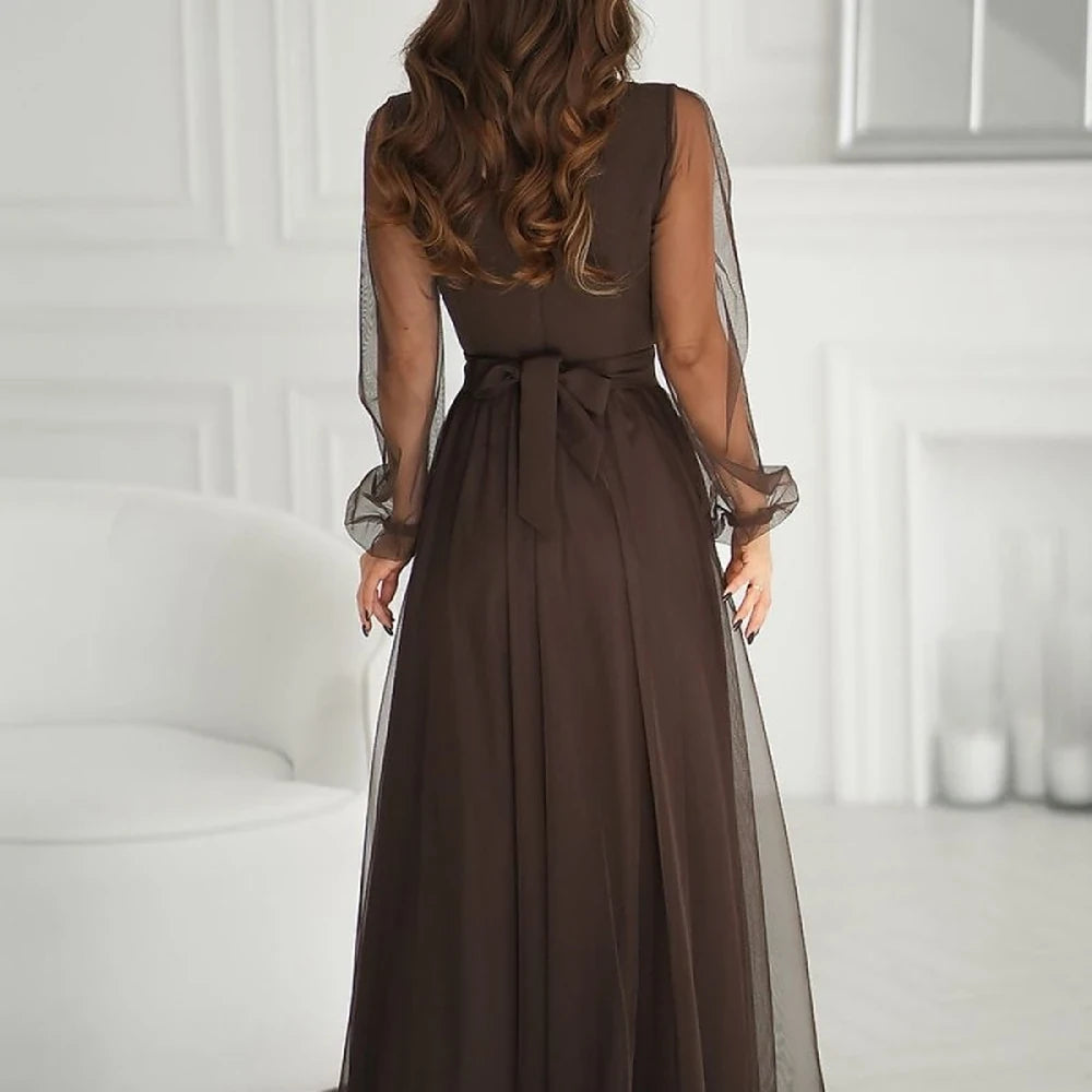 Graceful Long Dress with Slit | Flowing Fabric