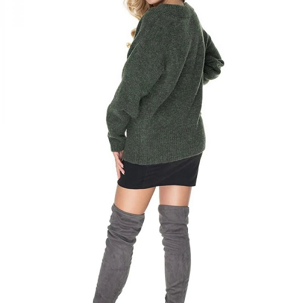 Wool Blend Boat Neck Oversize Sweater