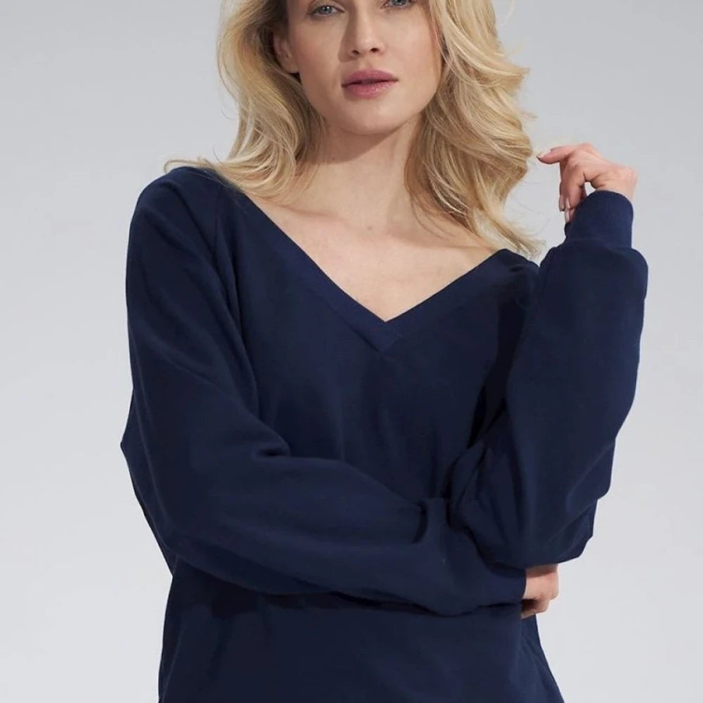 Cotton V-Neck Sweatshirt