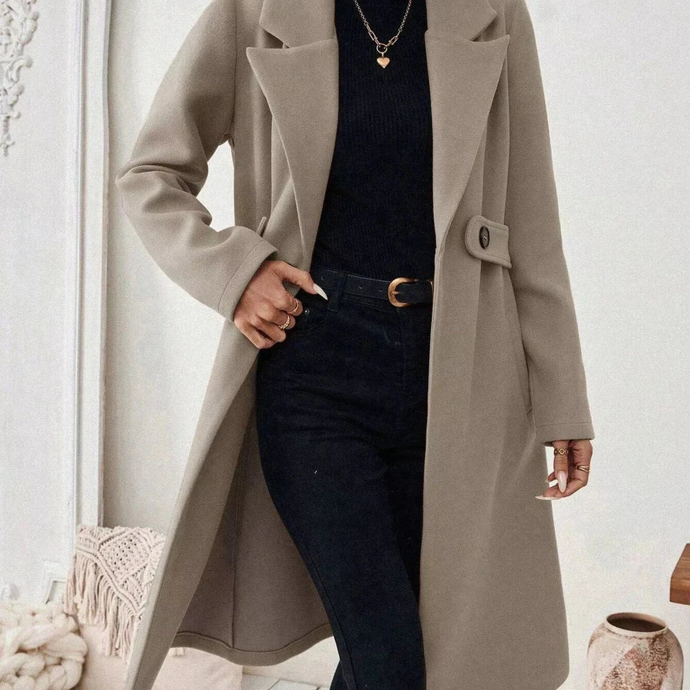 One Button Wool Blend Overcoat
