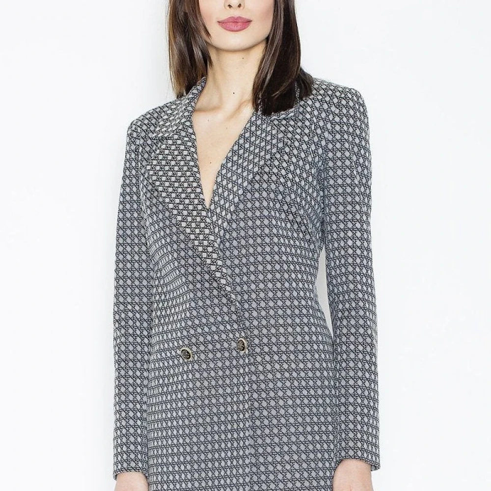 Grey Double-Breasted Button Blazer