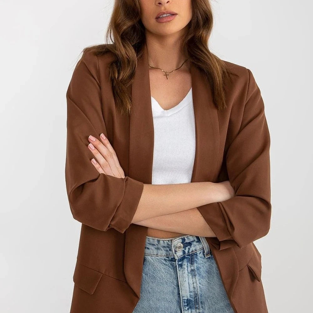 Women's Lined 3/4 Sleeve Unbuttoned Jacket