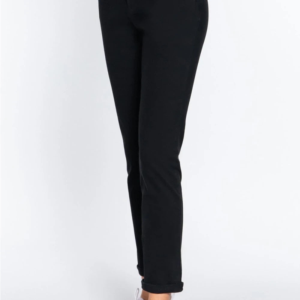 Cotton Spandex Twill Straight Leg Pants