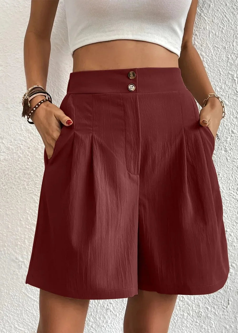 Pocketed Drawstring Waist Shorts