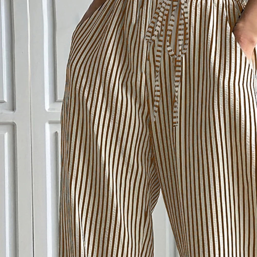 Striped Drawstring Waist Pants