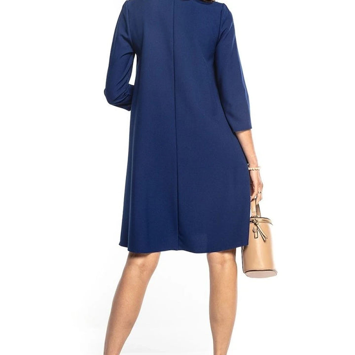 Trapeze Dress with 3/4 Sleeves and Belt