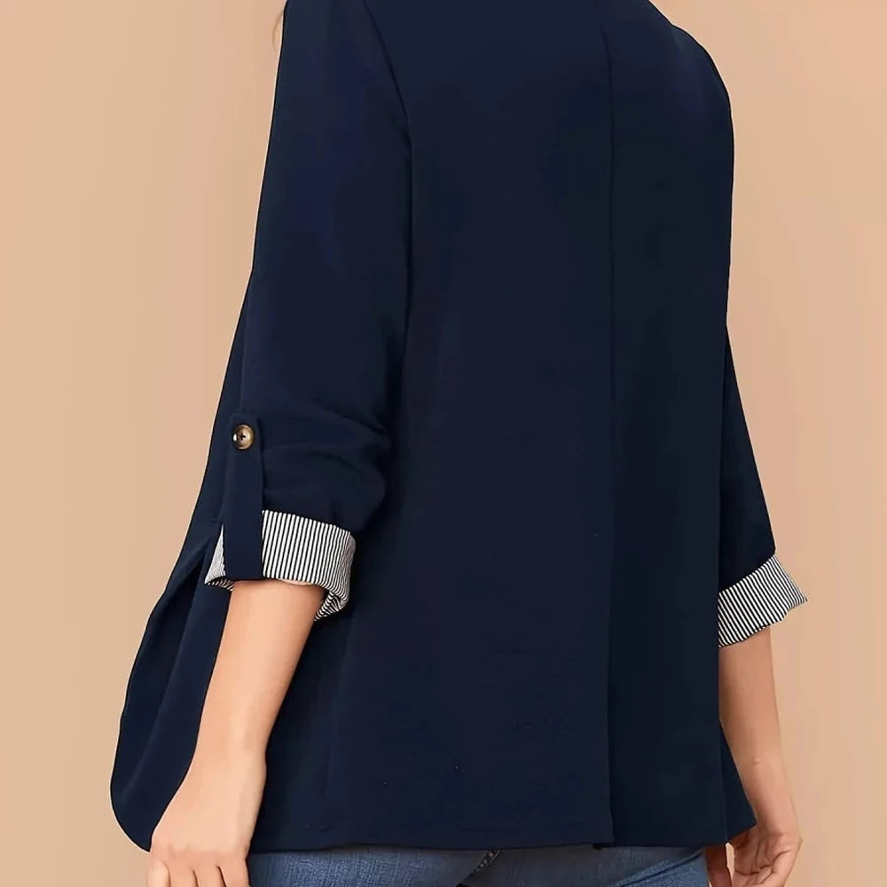One Button Roll-Up Sleeve Blazer