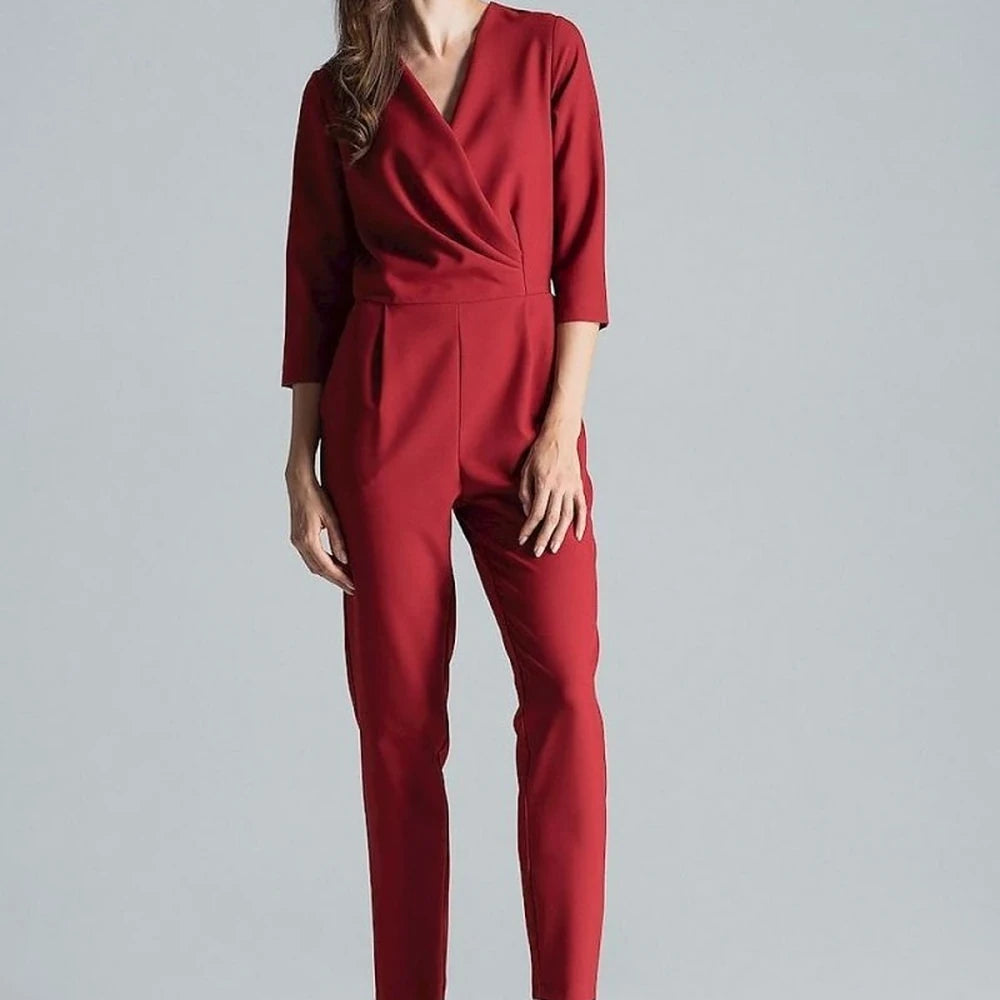 Patterned Jumpsuit with Envelope Neckline