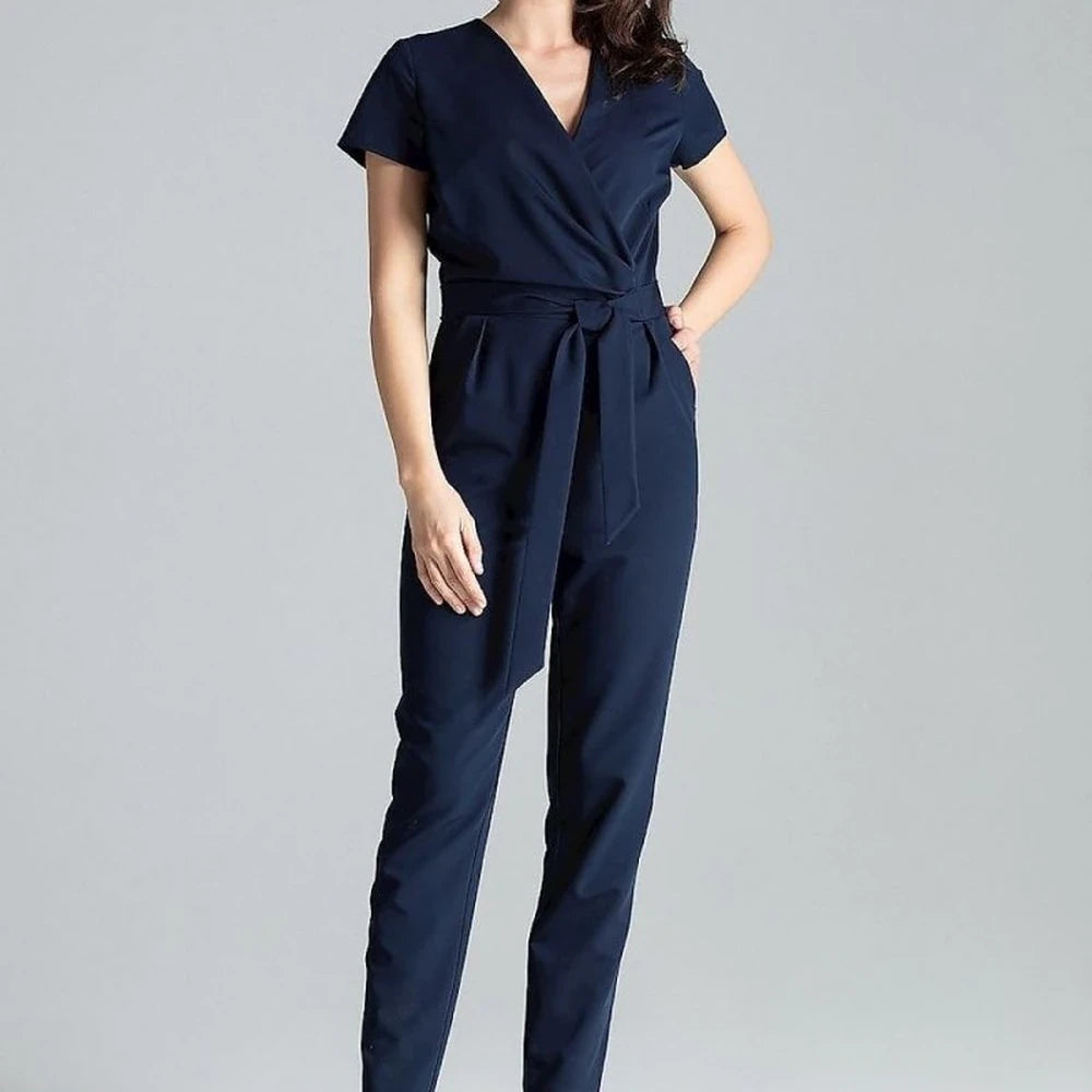 Short Sleeve Jumpsuit with Tie Waist