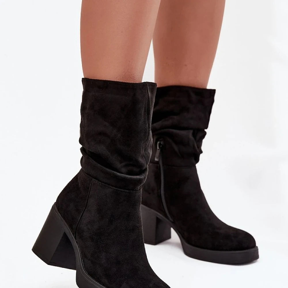 Women's Ankle Boots with Ruched Shaft