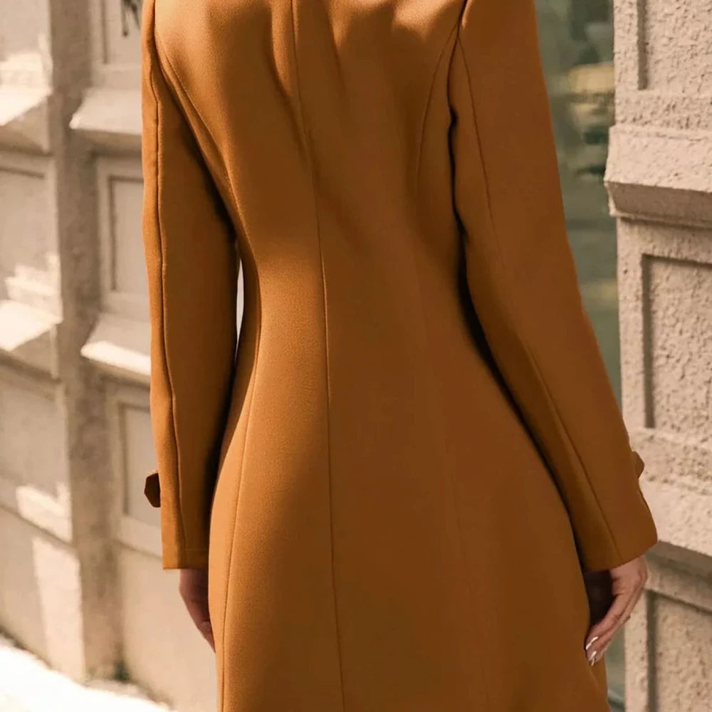 Double-Breasted Wool Blend Overcoat